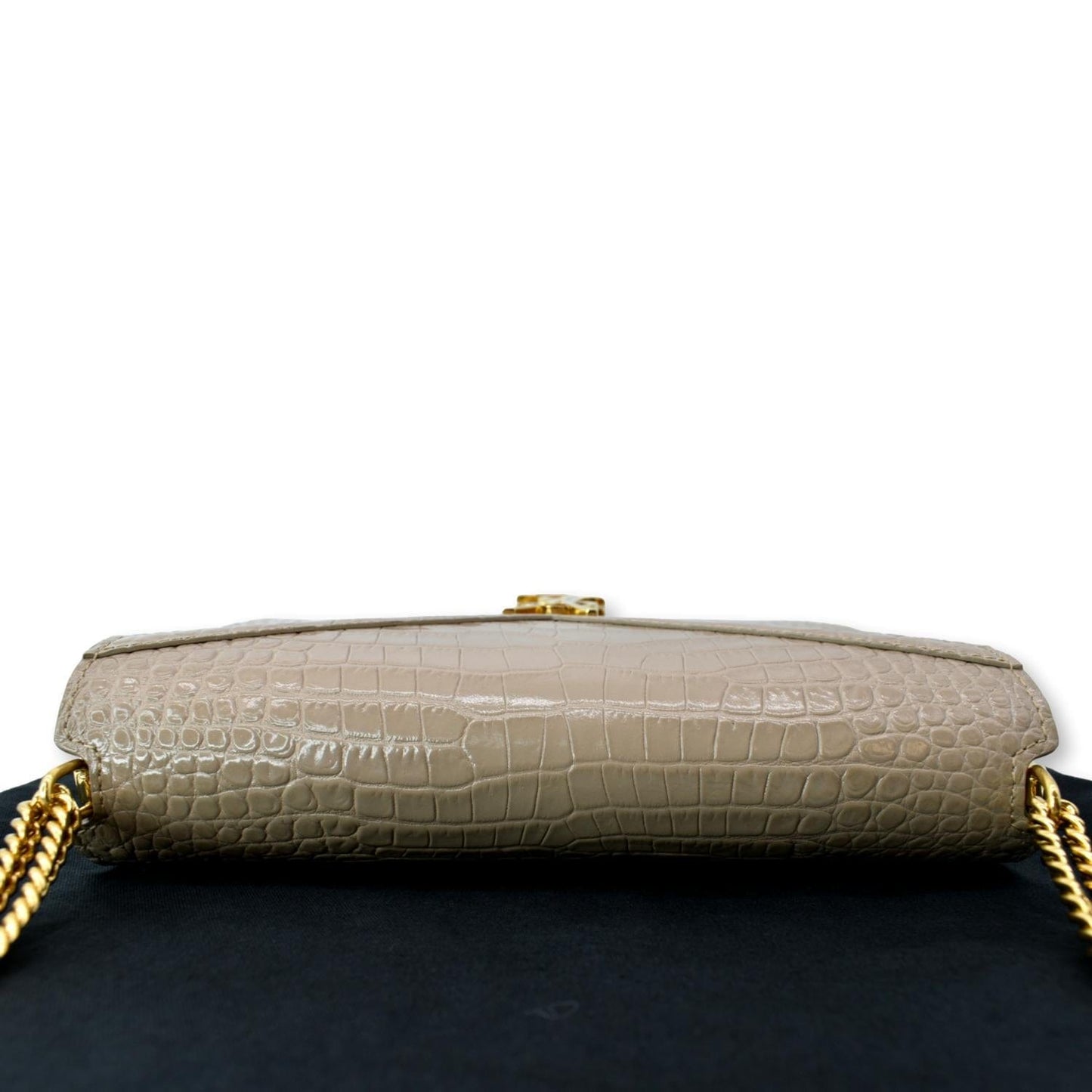 YVES SAINT LAURENT Cassandra Top Handle Embossed Shoulder Bag Beige