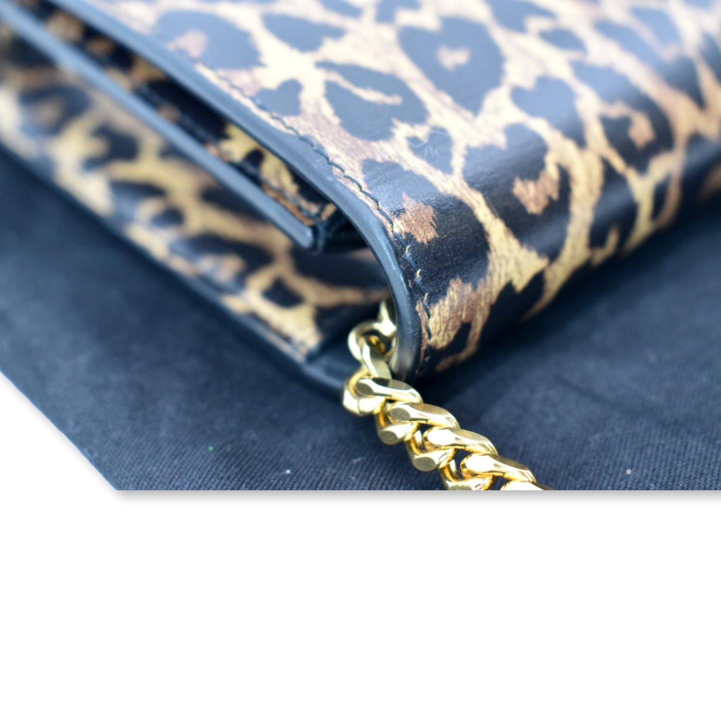 YVES SAINT LAURENT Kate Monogram Leopard Print Shoulder Bag Black - New Year Deals
