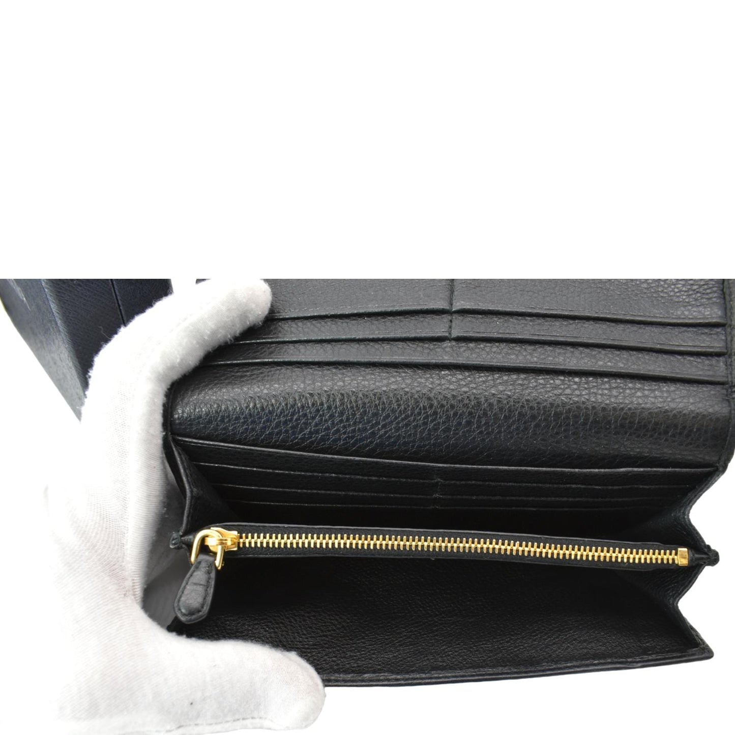 PRADA Continental Flap Leather Long Wallet Black