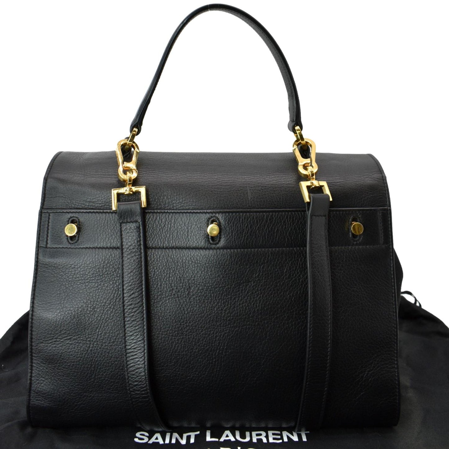YVES SAINT LAURENT Muse Two Medium Calfskin Satchel Shoulder Bag Black