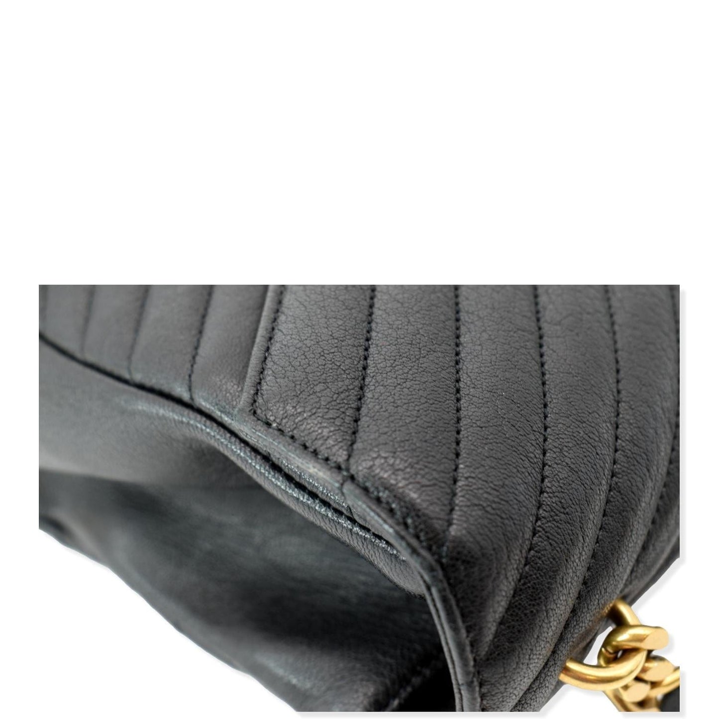 YVES SAINT LAURENT College Large Flap Matelassé Leather Shoulder Bag Black
