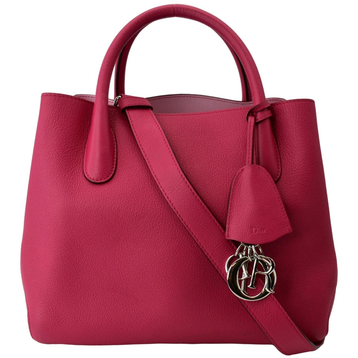 CHRISTIAN DIOR Open Bar Grained Leather Tote Bag Pink