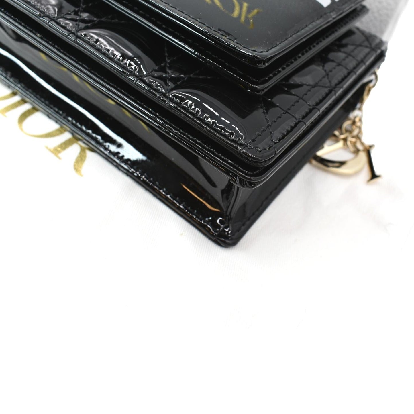 CHRISTIAN DIOR The Lady Dior Leather Chain Pouch Bag Black