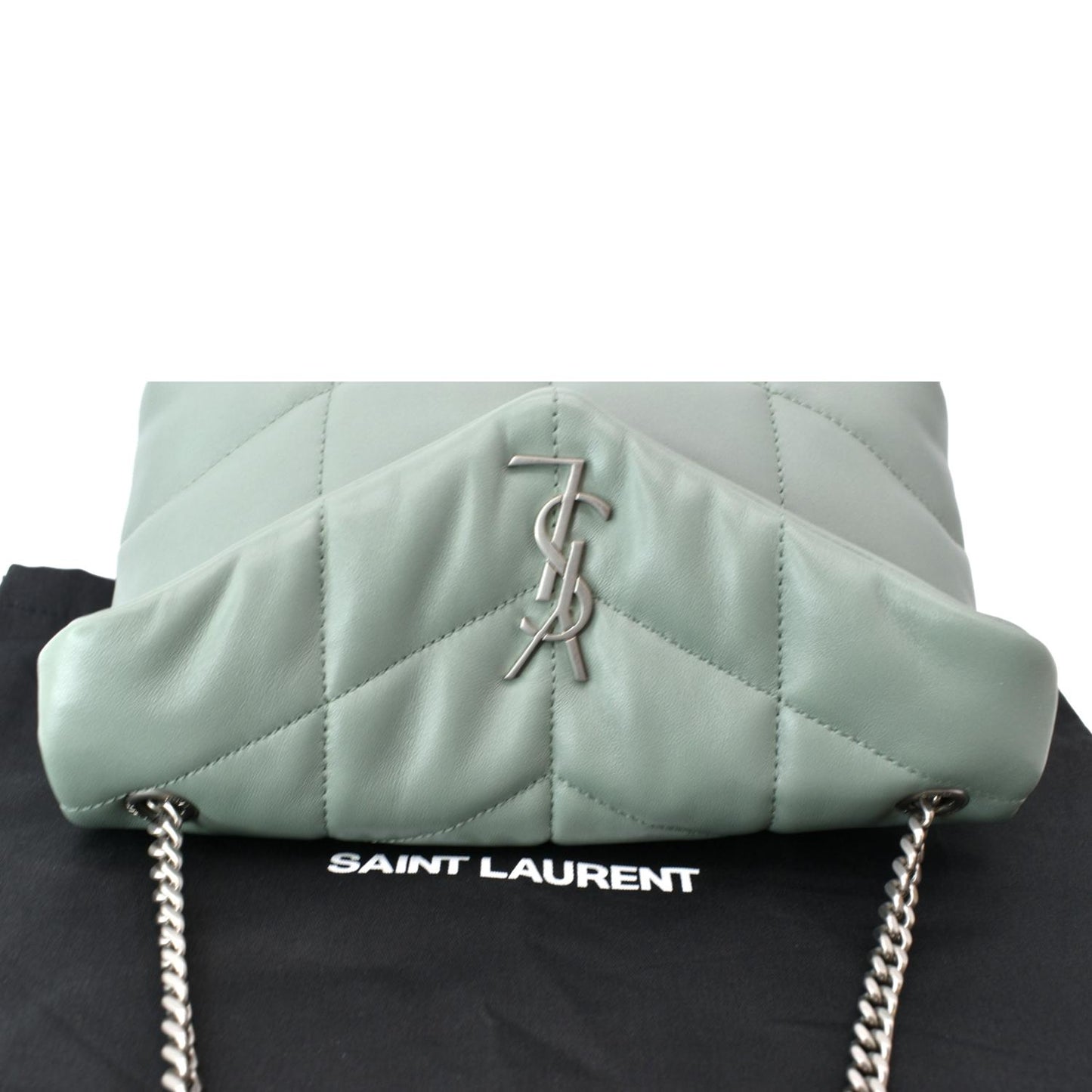 YVES SAINT LAURENT Small Loulou Puffer Leather Crossbody Bag Vert Opaline