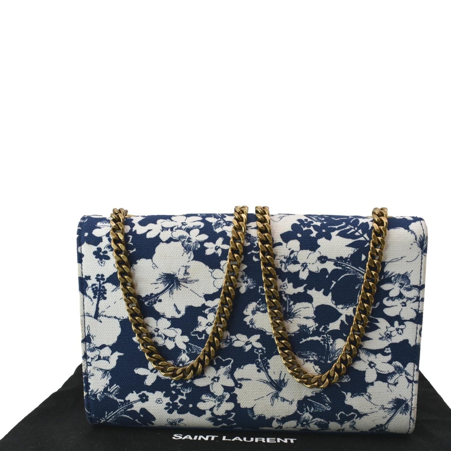 YVES SAINT LAURENT Kate Floral Print Canvas Shoulder Bag Blue
