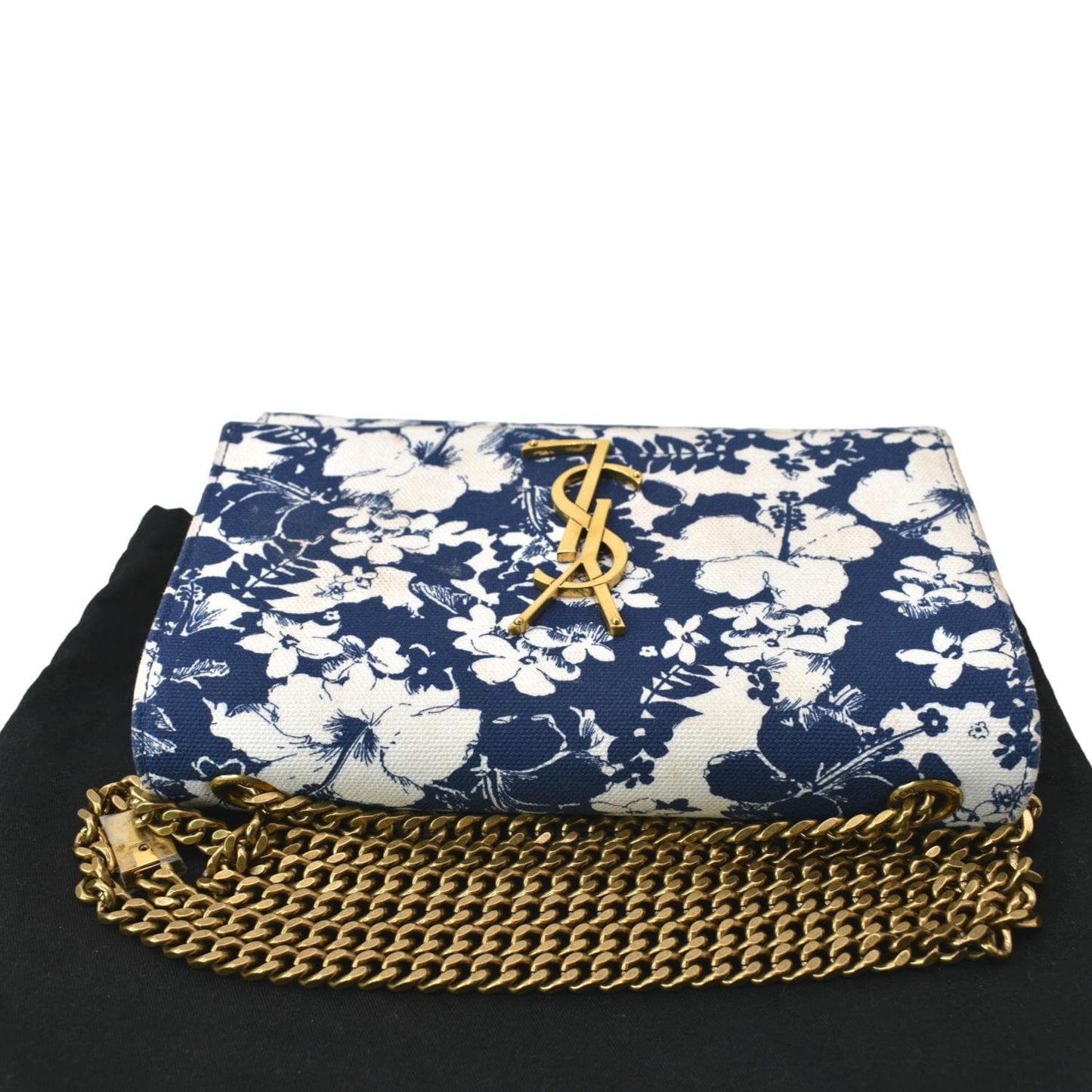 YVES SAINT LAURENT Kate Floral Print Canvas Shoulder Bag Blue