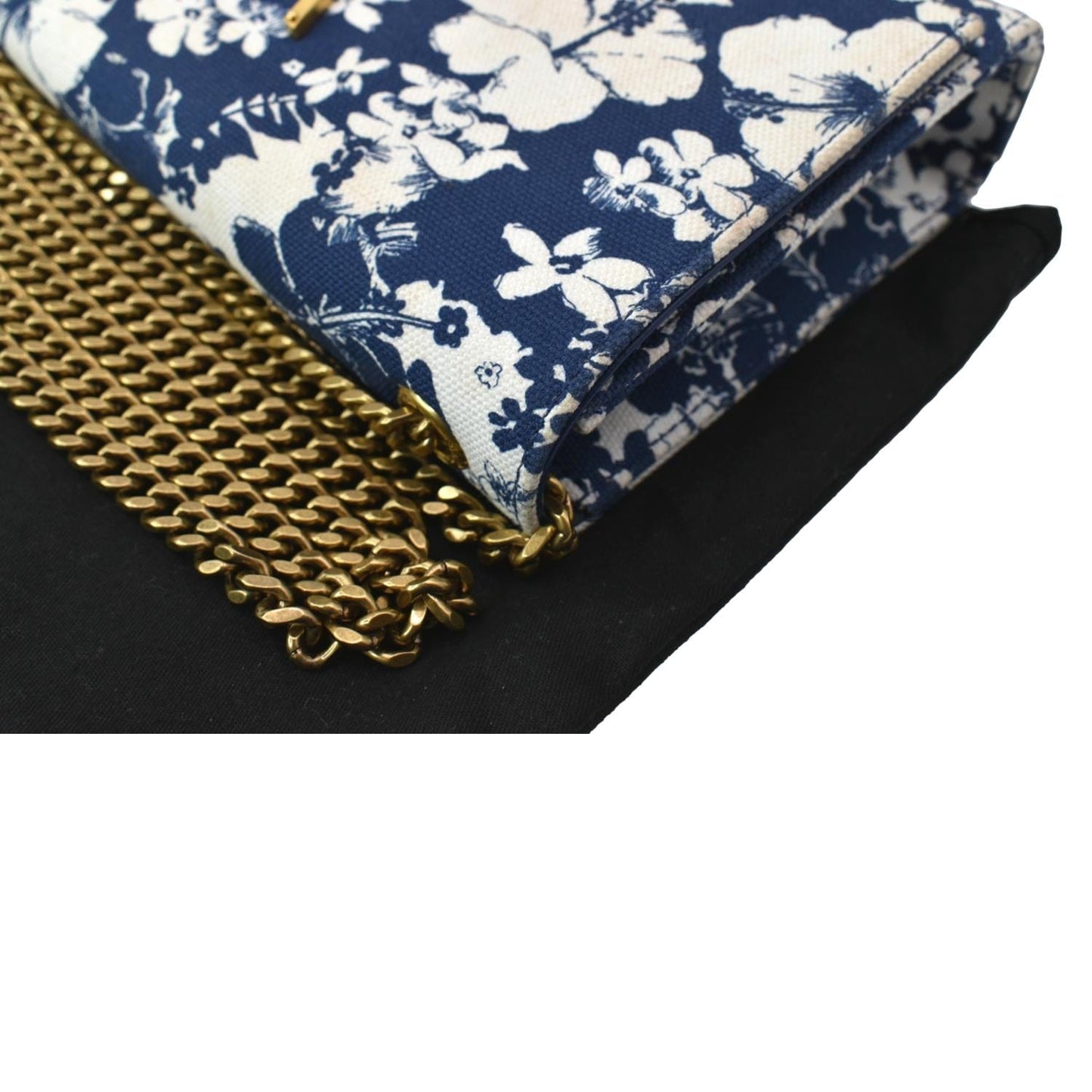YVES SAINT LAURENT Kate Floral Print Canvas Shoulder Bag Blue