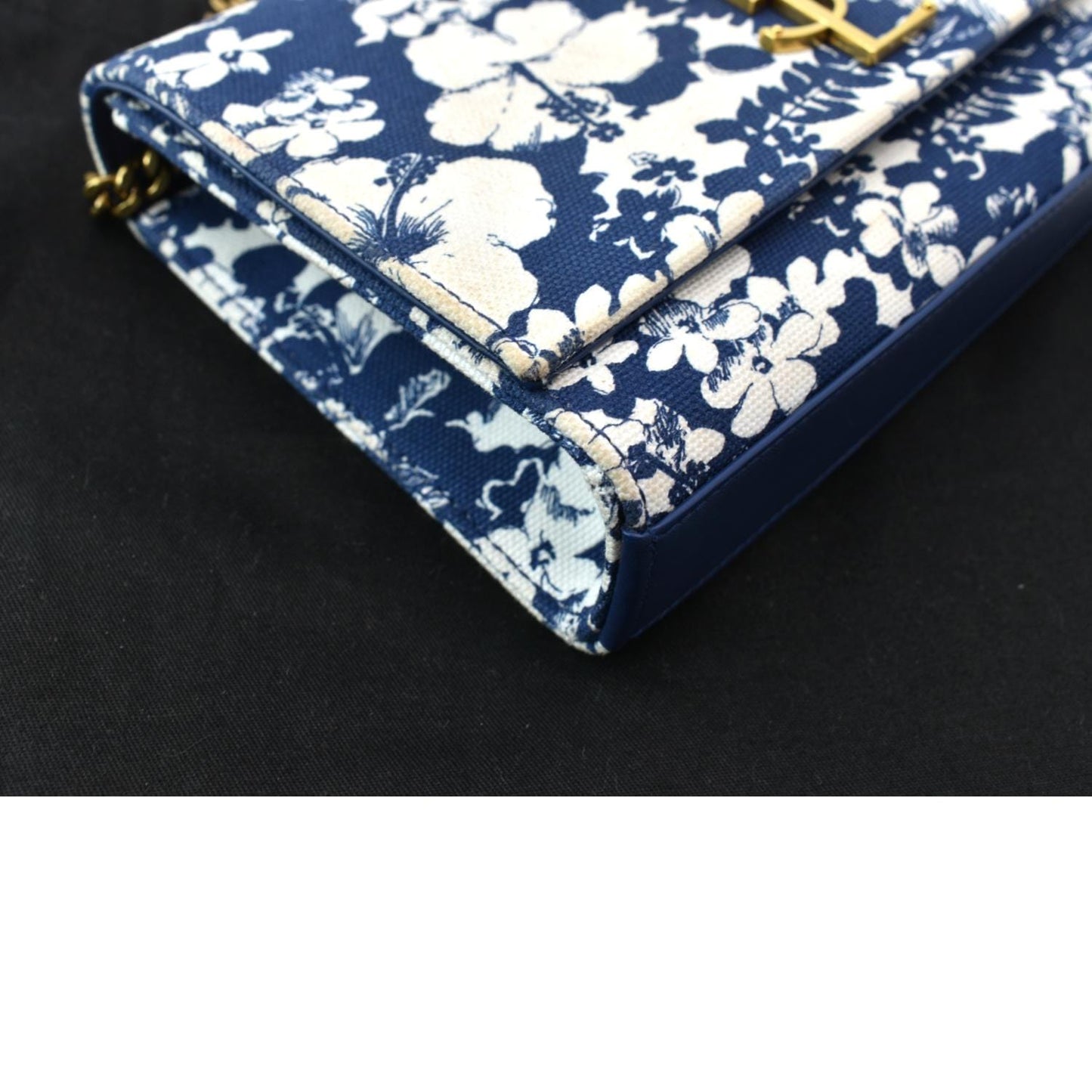 YVES SAINT LAURENT Kate Floral Print Canvas Shoulder Bag Blue