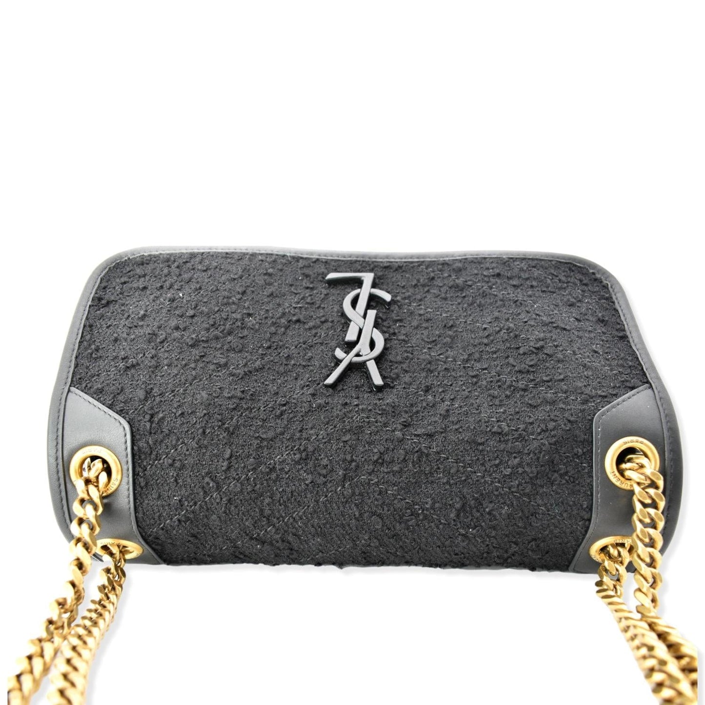YVES SAINT LAURENT Niki Medium Tweed Shoulder Bag Black