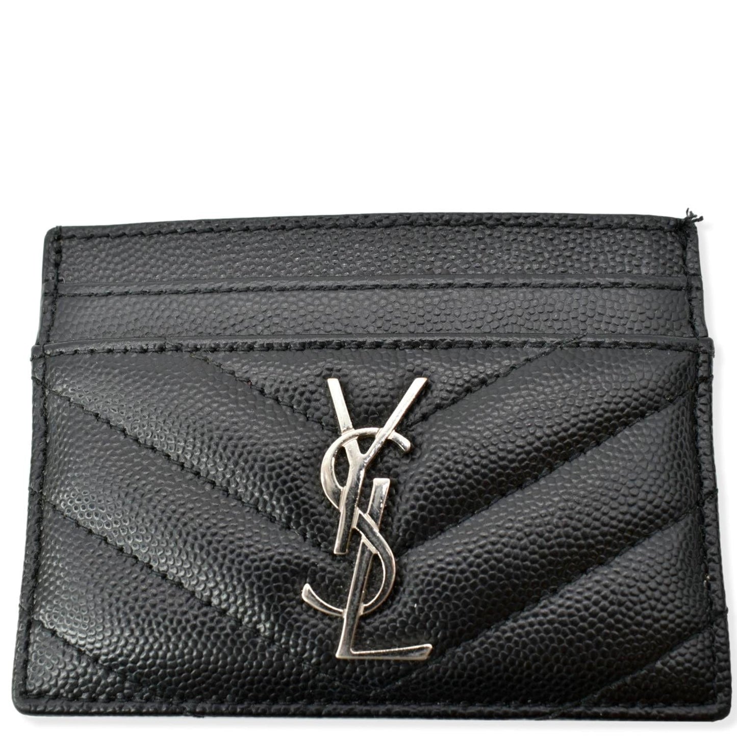 YVES SAINT LAURENT Monogram Grain Leather Card Case Black - Hot Deals