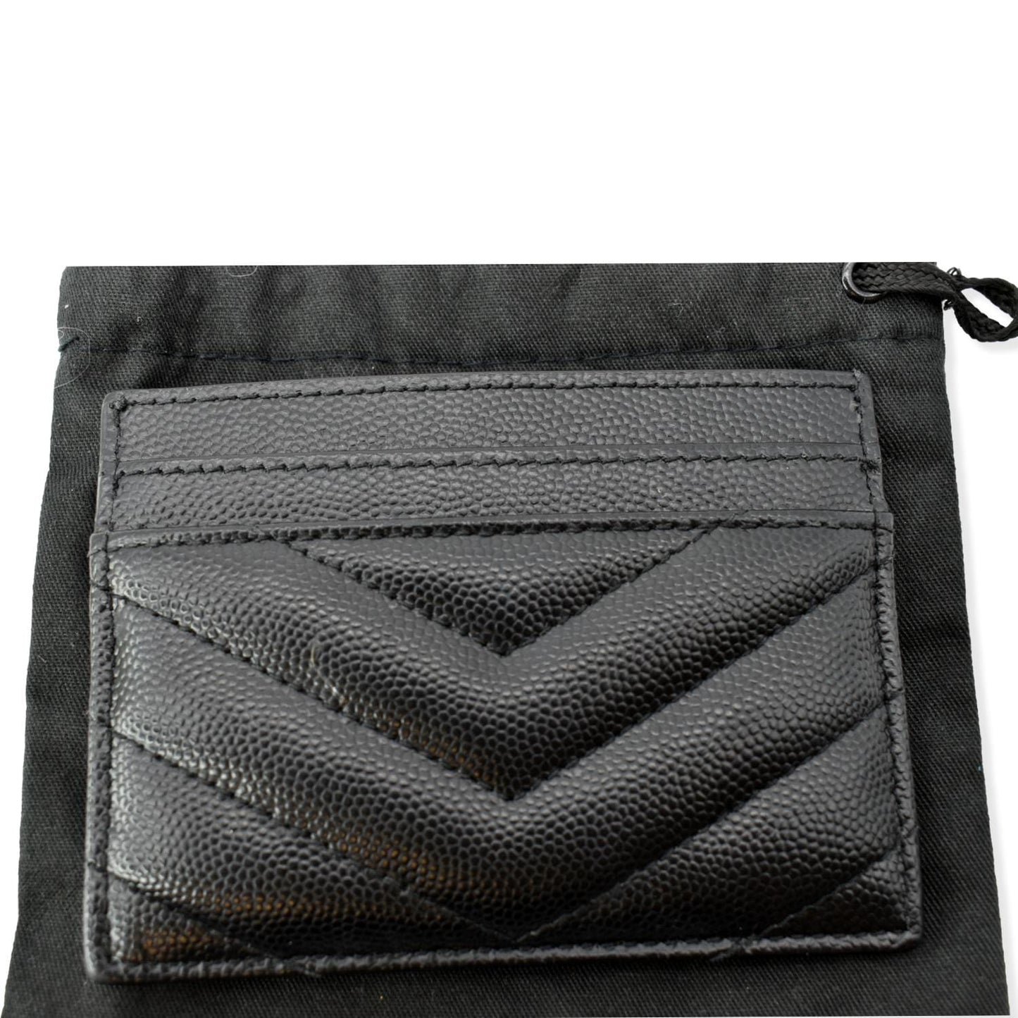YVES SAINT LAURENT Monogram Grain Leather Card Case Black - Hot Deals