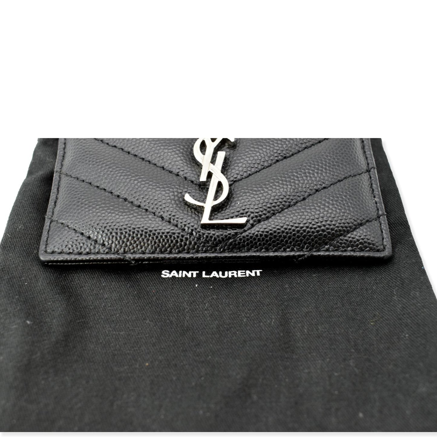 YVES SAINT LAURENT Monogram Grain Leather Card Case Black - Hot Deals