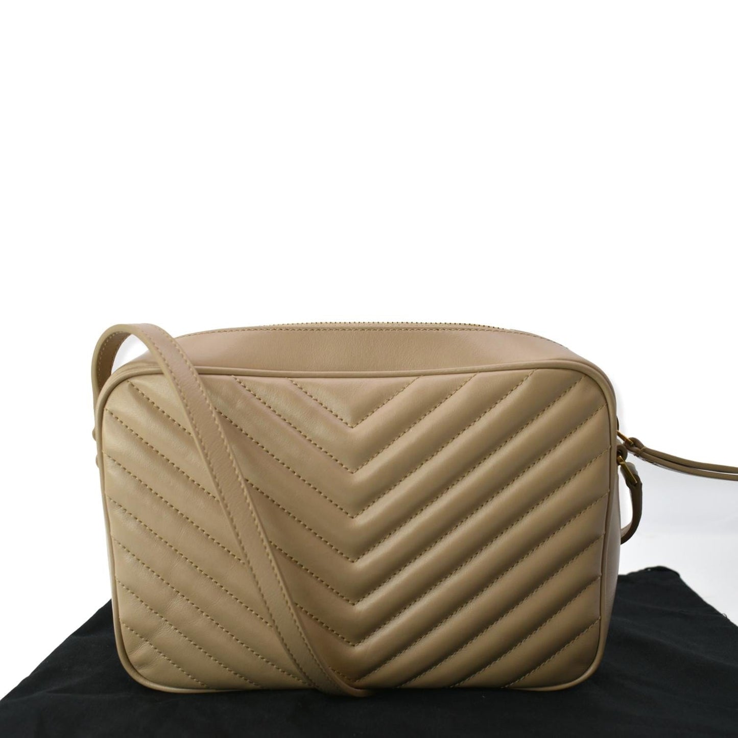 YVES SAINT LAURENT Lou Leather Camera Crossbody Bag Beige