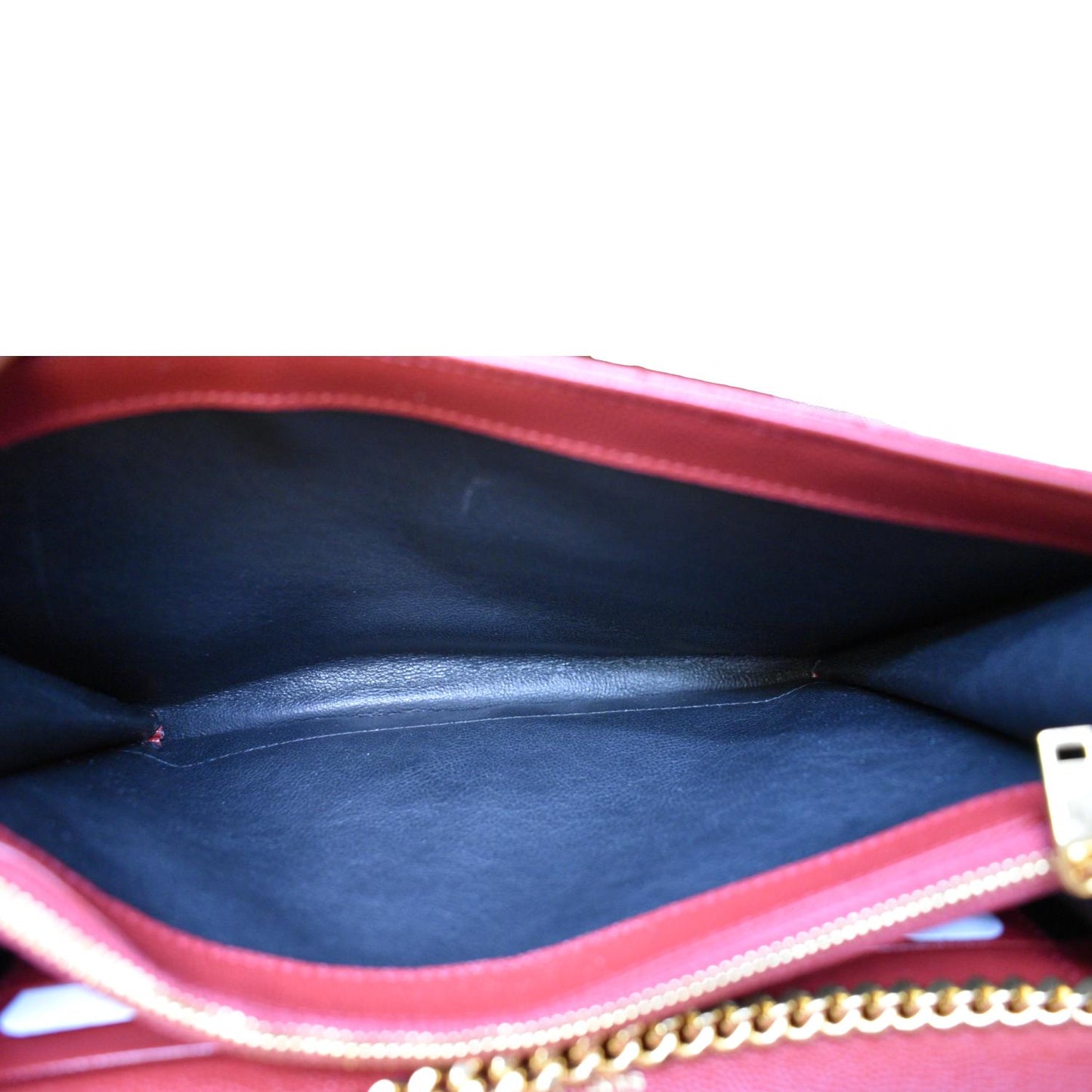 Yves Saint Laurent Embossed Leather Wallet on Chain Shoulder Bag Red