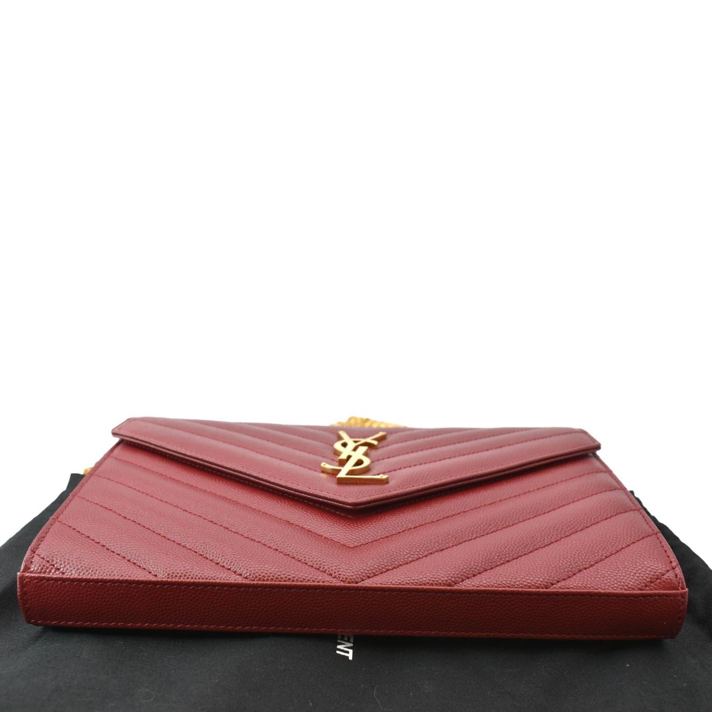 Yves Saint Laurent Embossed Leather Wallet on Chain Shoulder Bag Red