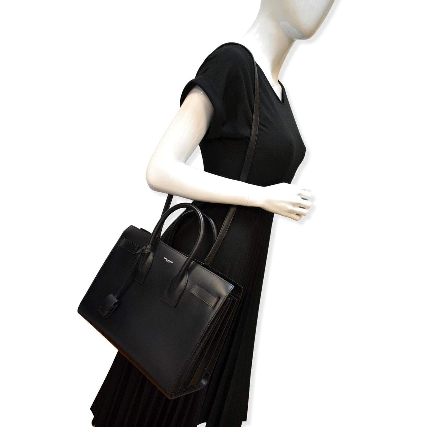 YVES SAINT LAURENT Sac de Jour Leather Shoulder Bag Black