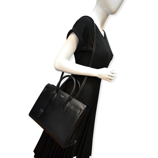 YVES SAINT LAURENT Sac de Jour Leather Shoulder Bag Black