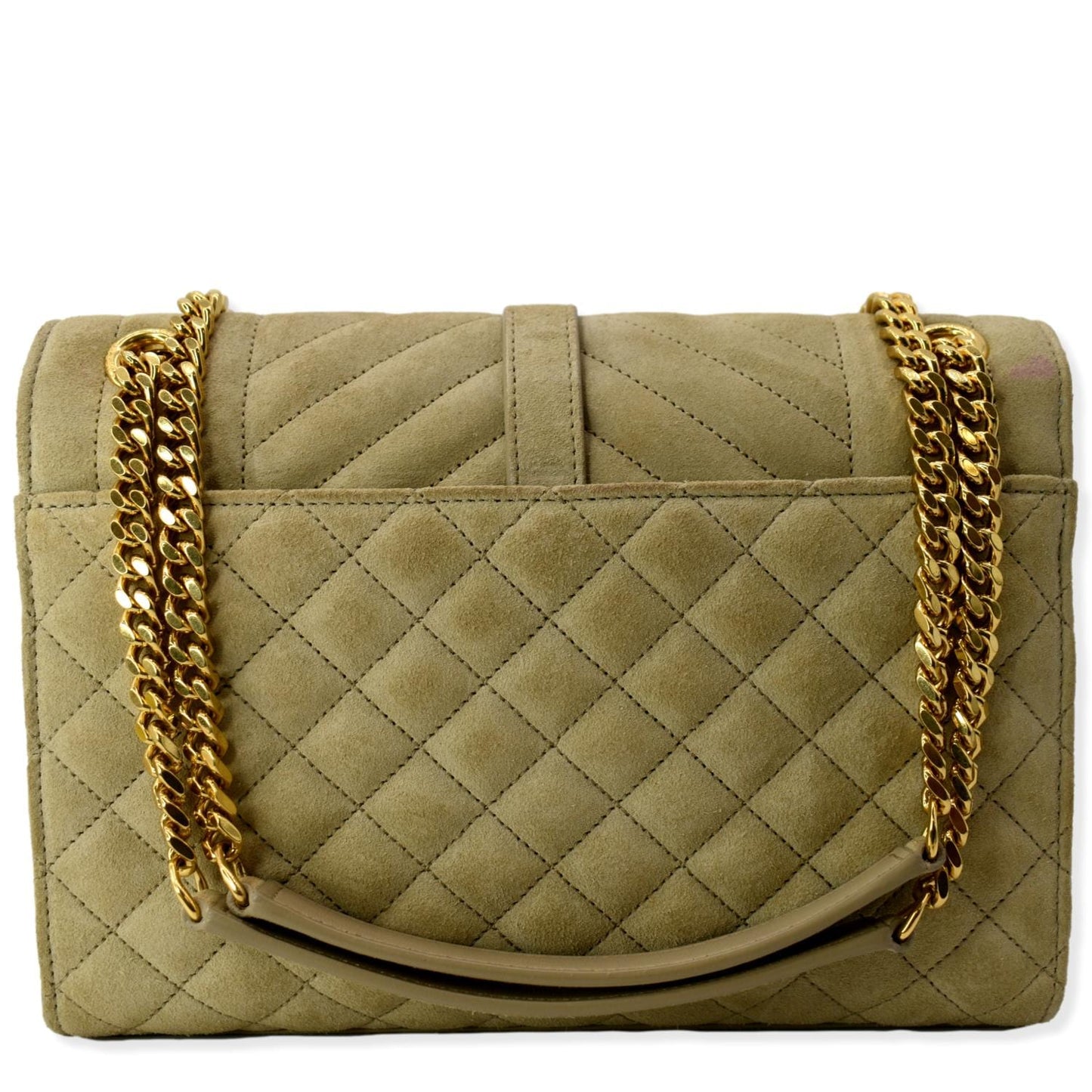 YVES SAINT LAURENT Medium Envelope Matelasse Suede Crossbody Bag Beige