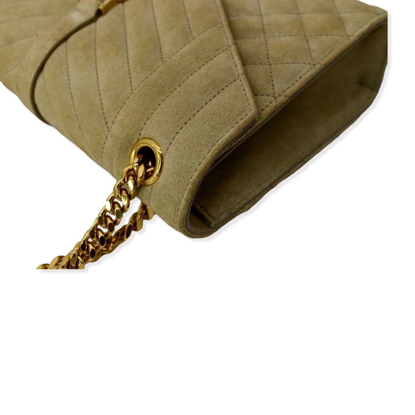 YVES SAINT LAURENT Medium Envelope Matelasse Suede Crossbody Bag Beige