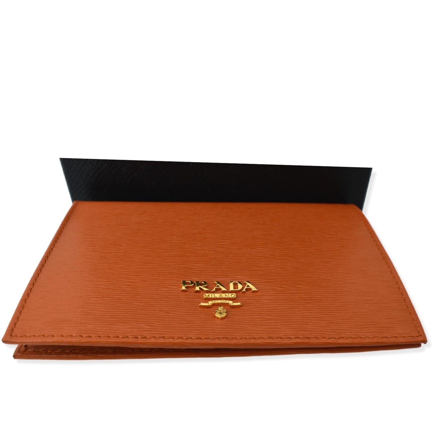 PRADA Vitello Move Bifold Leather Compact Wallet Papaya