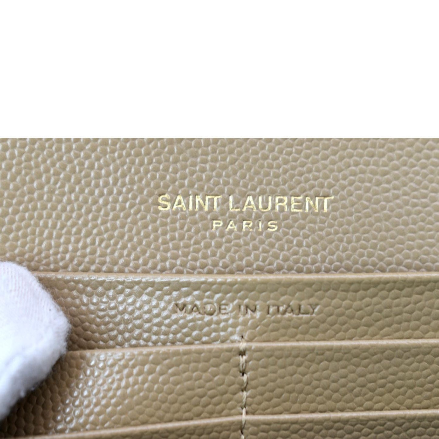 YVES SAINT LAURENT Monogram Grain De Poudre Wallet Beige