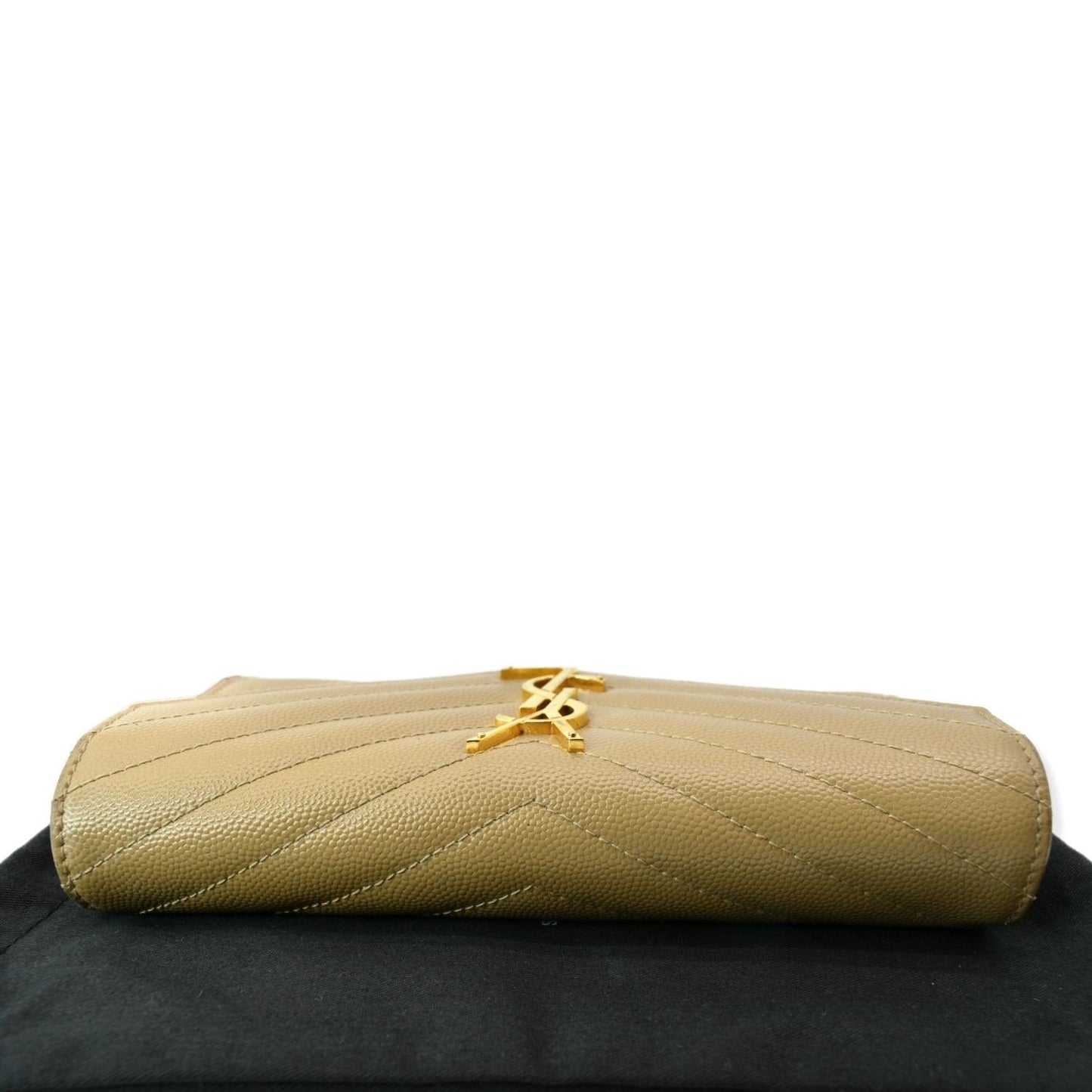 YVES SAINT LAURENT Monogram Grain De Poudre Wallet Beige