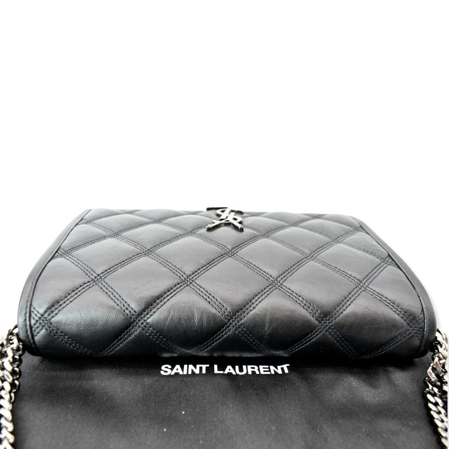 YVES SAINT LAURENT Becky Quilted Leather Crossbody Chain Bag Black