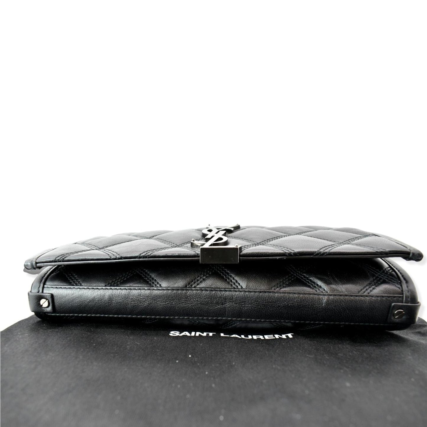 YVES SAINT LAURENT Becky Quilted Leather Crossbody Chain Bag Black