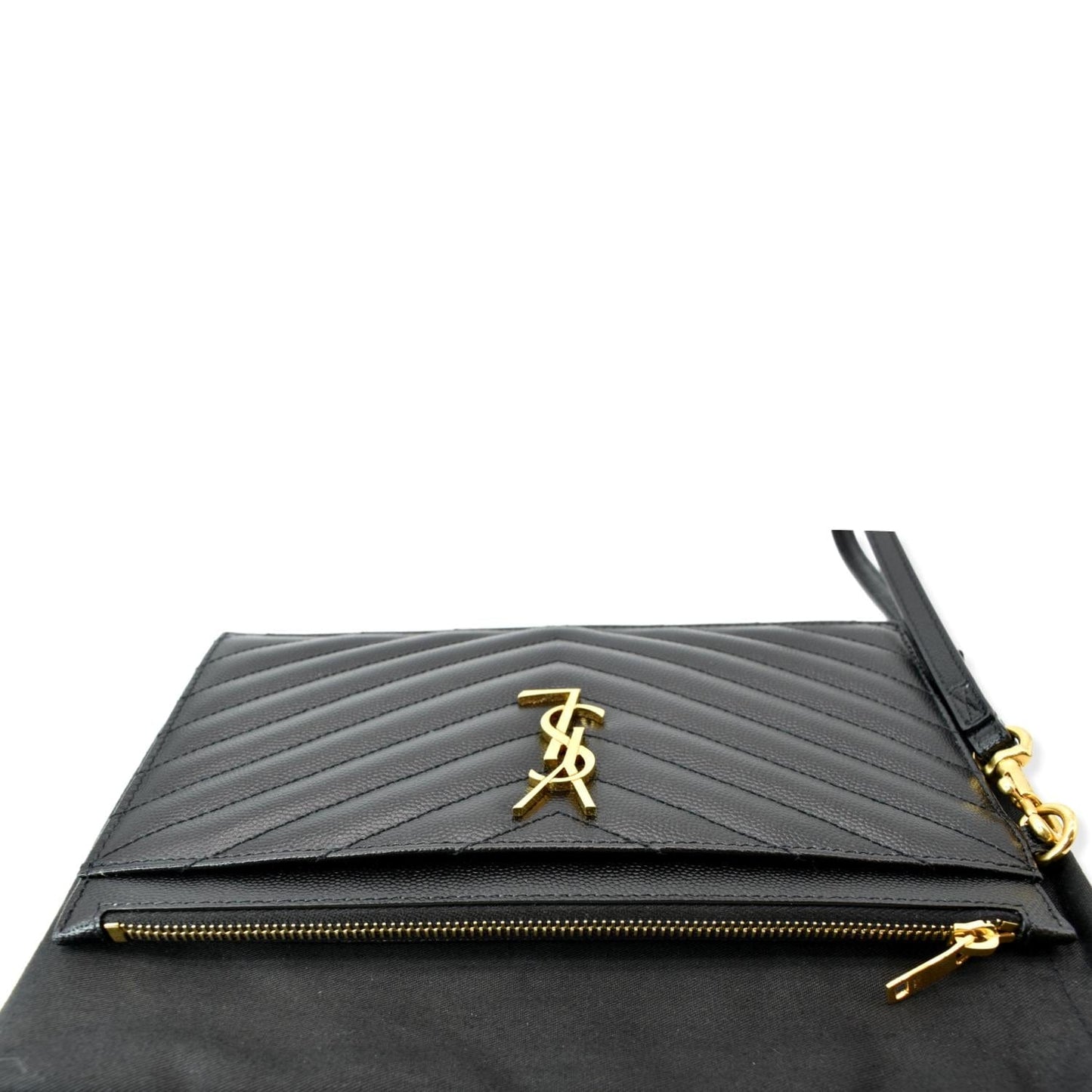YVES SAINT LAURENT Matelasse Large Bill Monogram Pouch Black