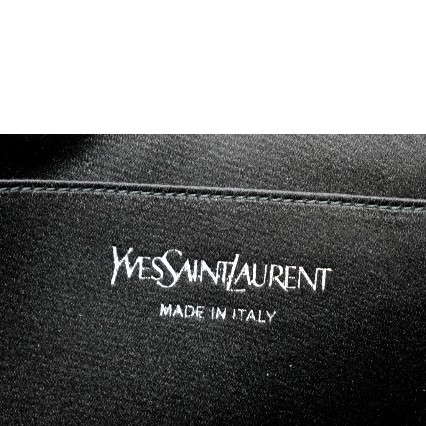 YVES SAINT LAURENT Belle de Jour Leather Clutch Bag Silver