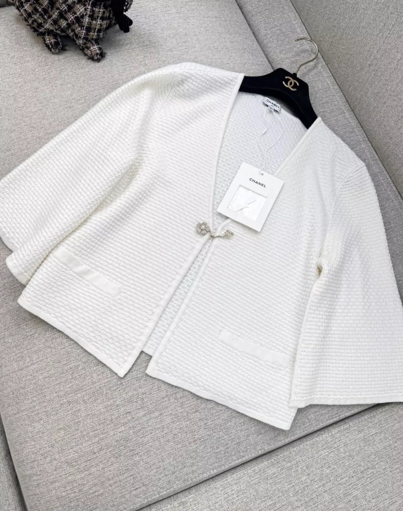 Chanel 25P white cardigan
