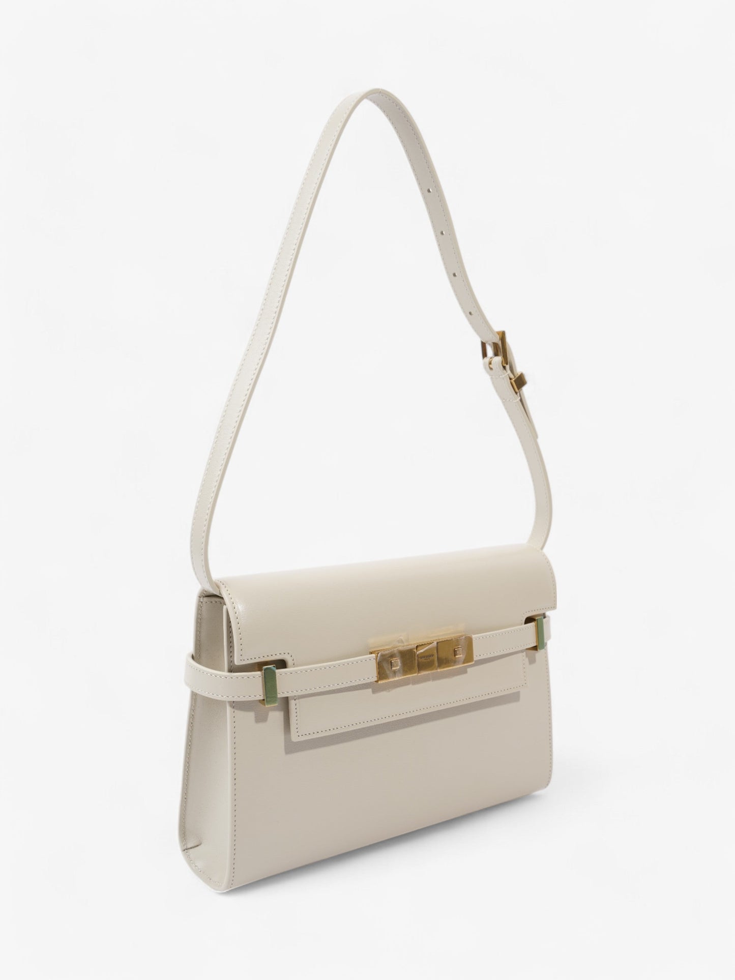 Saint Laurent Manhattan Blanc Vintage Calfskin Leather Small