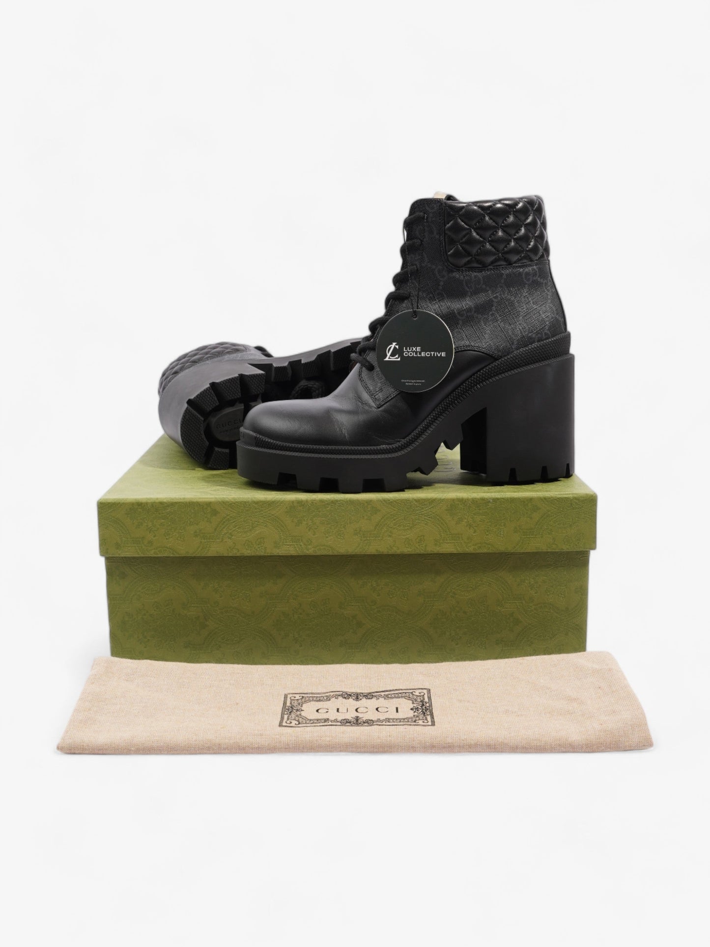 Gucci GG Ankle Boot 5.5cm Black Coated Canvas EU 39 UK 6