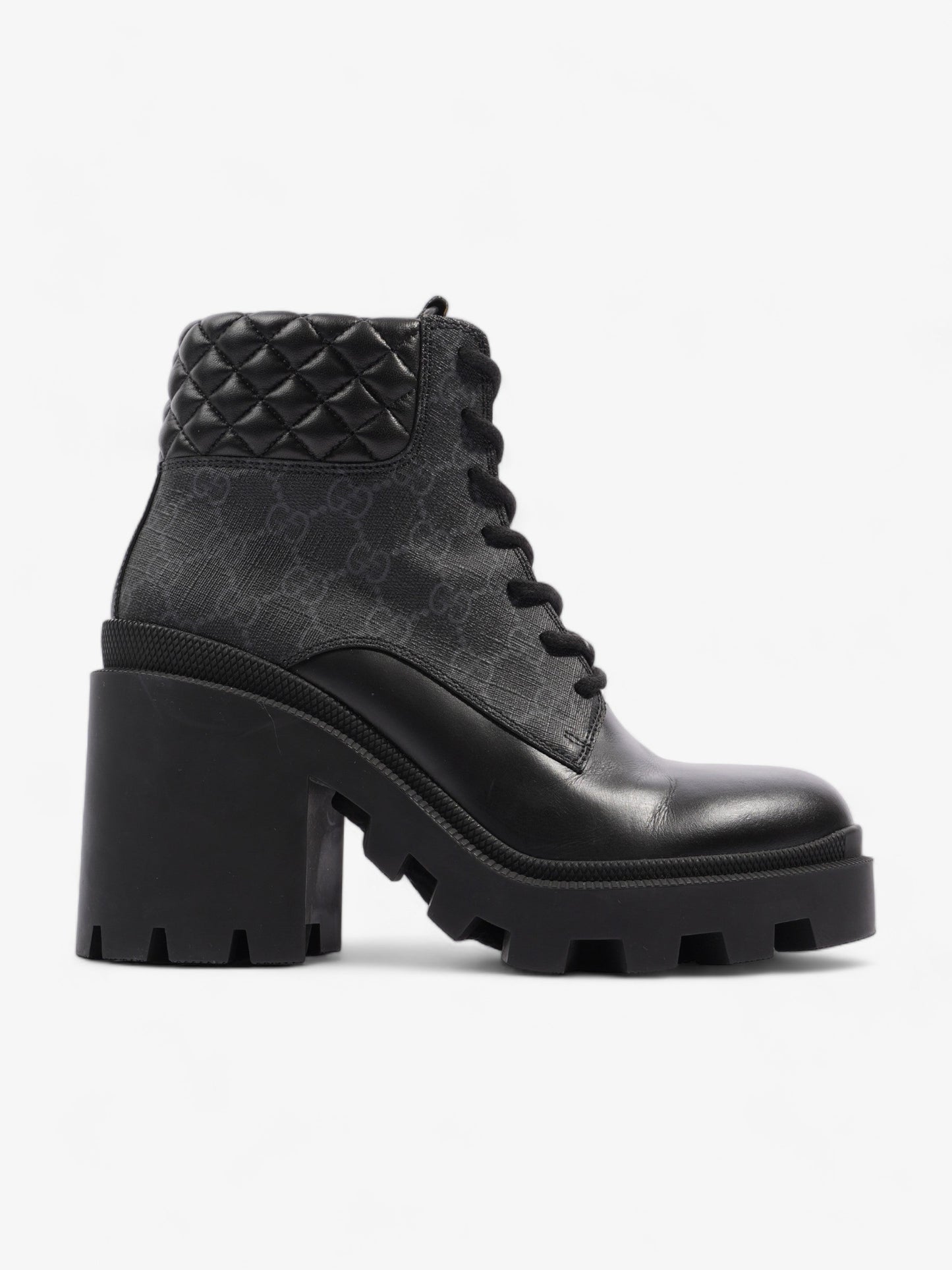 Gucci GG Ankle Boot 5.5cm Black Coated Canvas EU 39 UK 6
