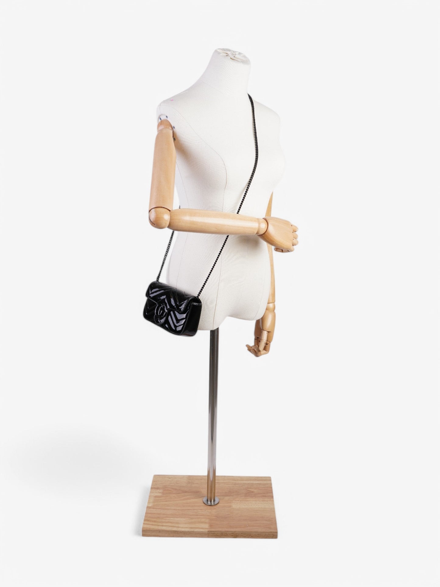 Gucci GG Marmont Black Patent Leather Super Mini