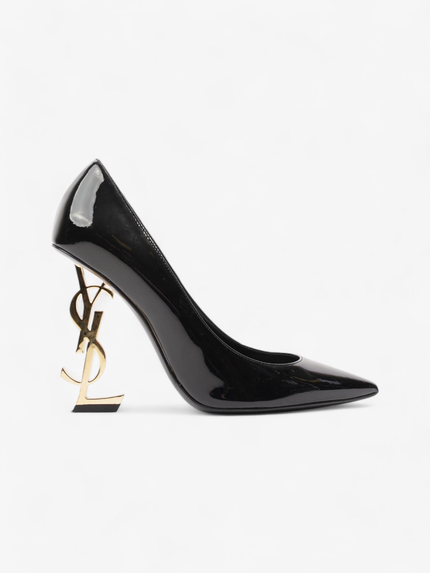 Saint Laurent Opyum 110mm Black / Gold Patent Leather EU 38 UK 5