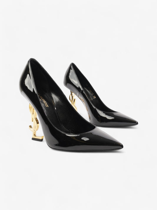 Saint Laurent Opyum 110mm Black / Gold Patent Leather EU 38 UK 5