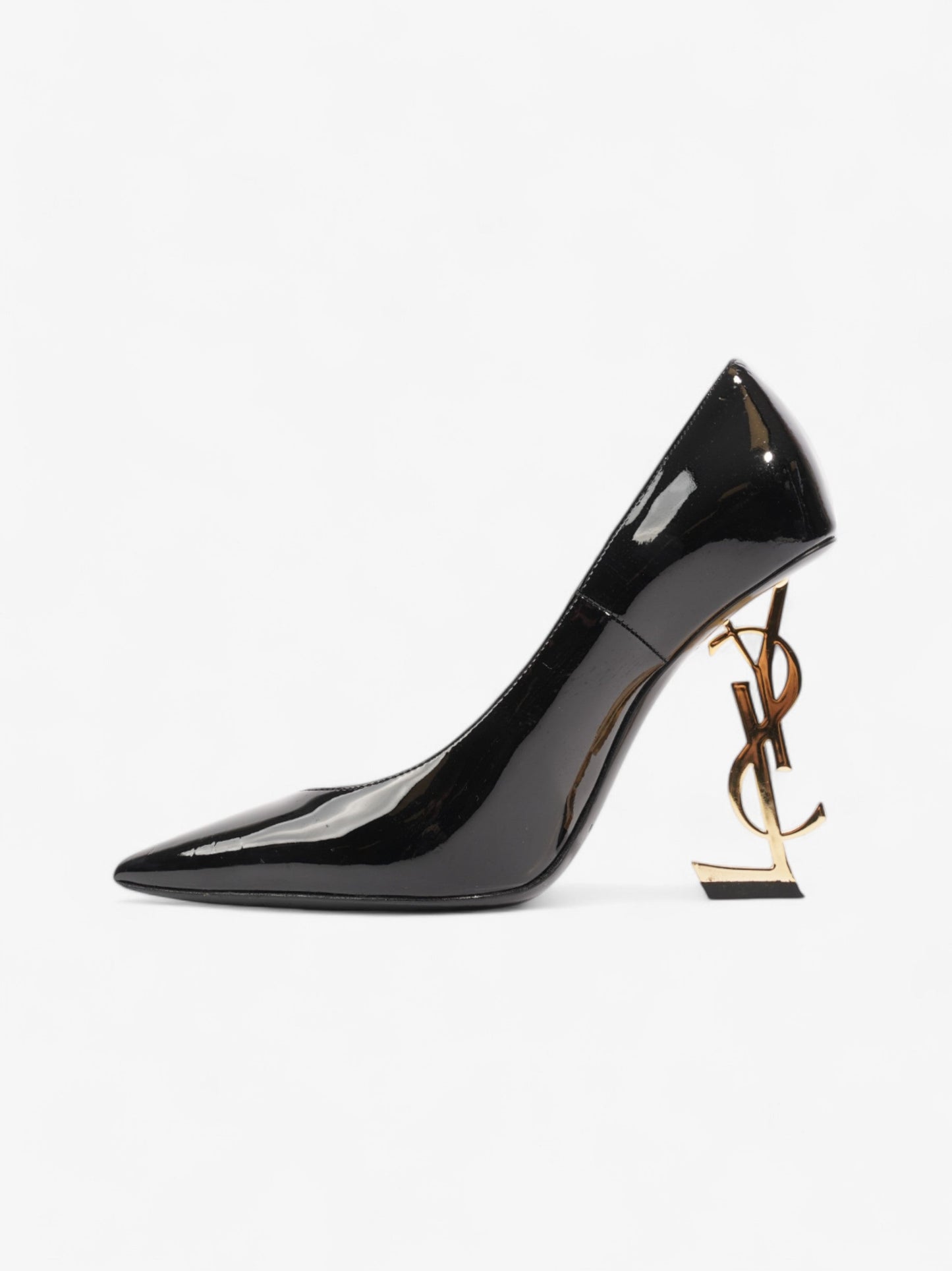 Saint Laurent Opyum 110mm Black / Gold Patent Leather EU 38 UK 5
