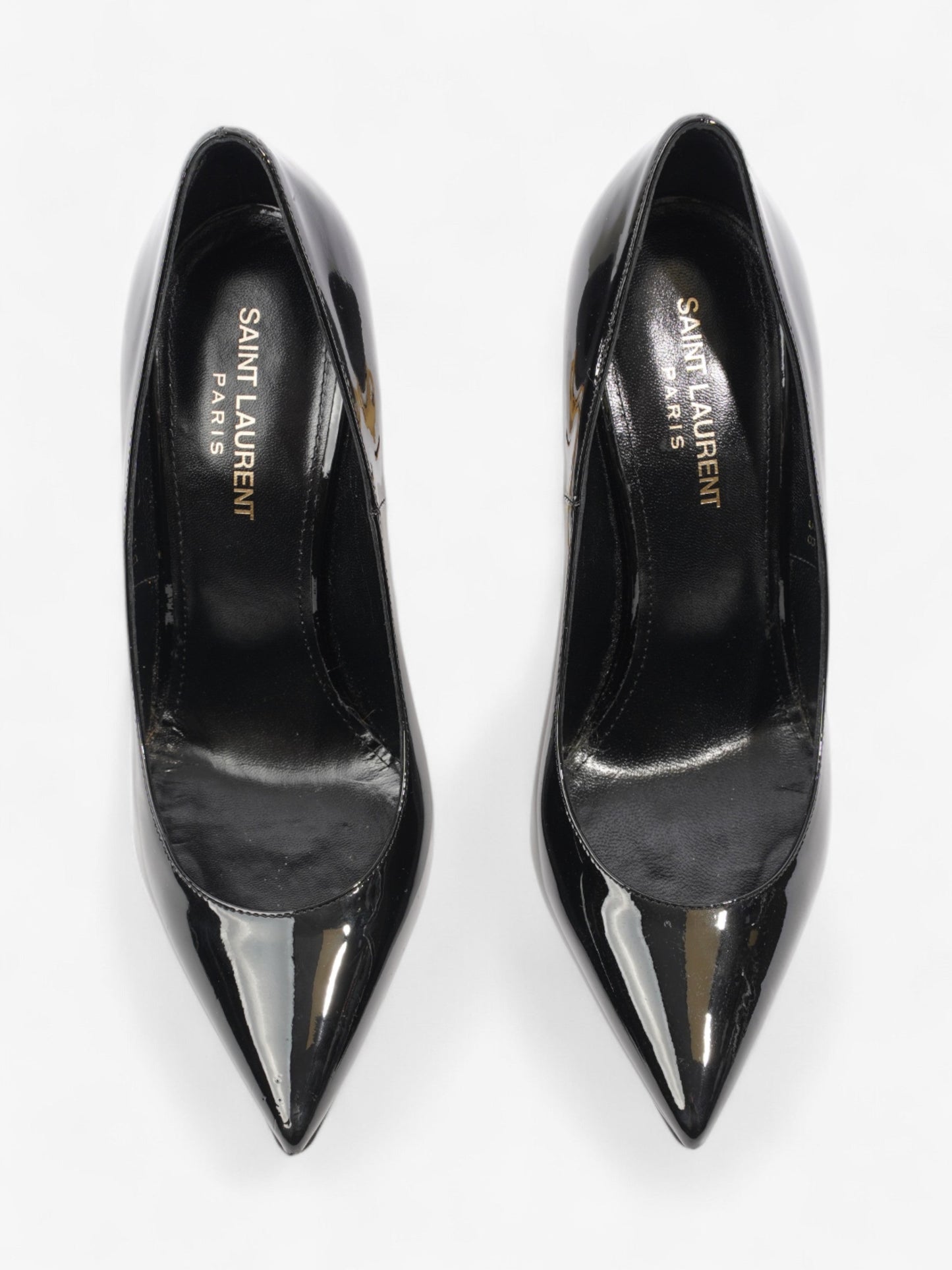 Saint Laurent Opyum 110mm Black / Gold Patent Leather EU 38 UK 5