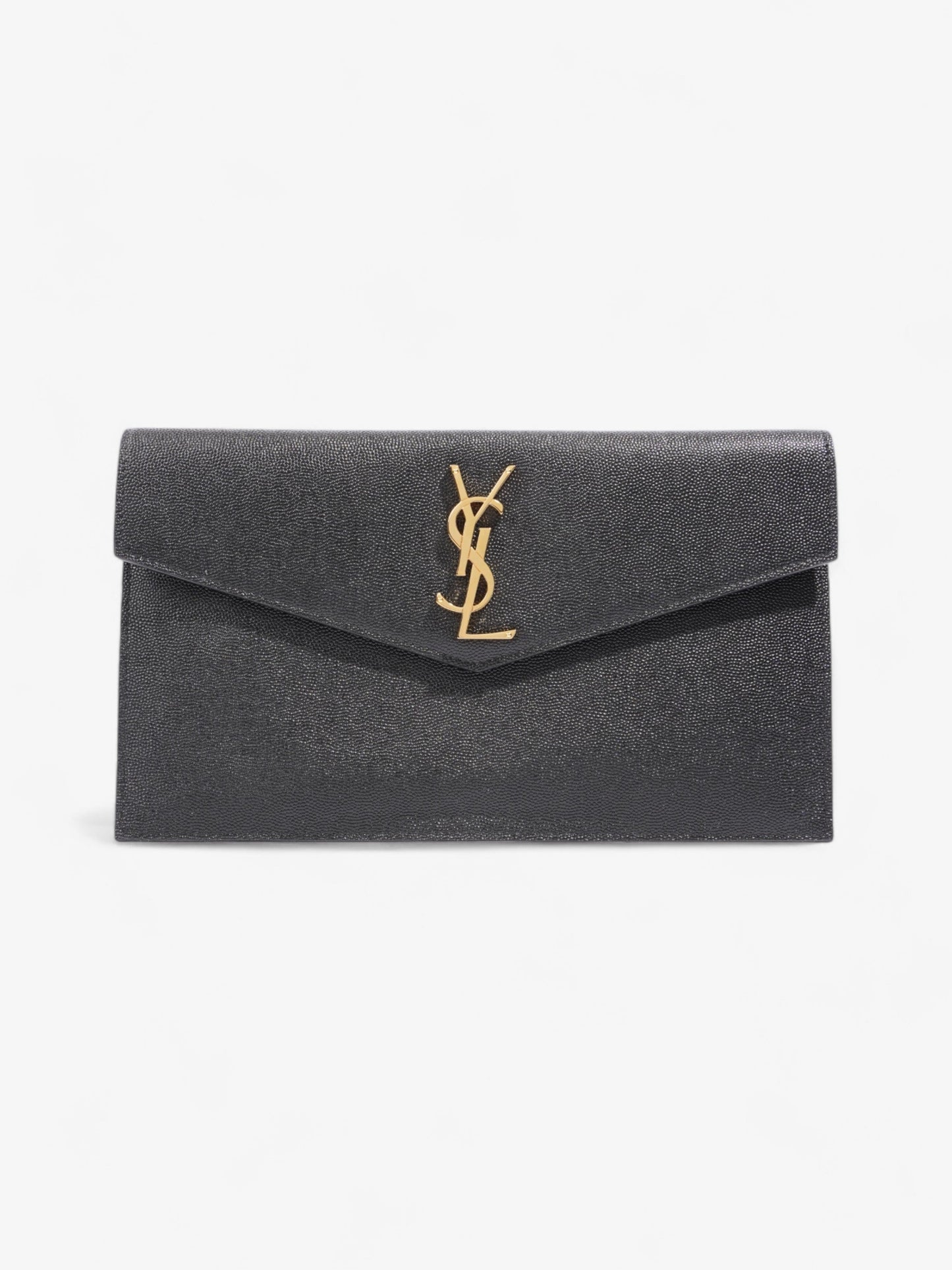 Saint Laurent Uptown Clutch Black Grained Leather
