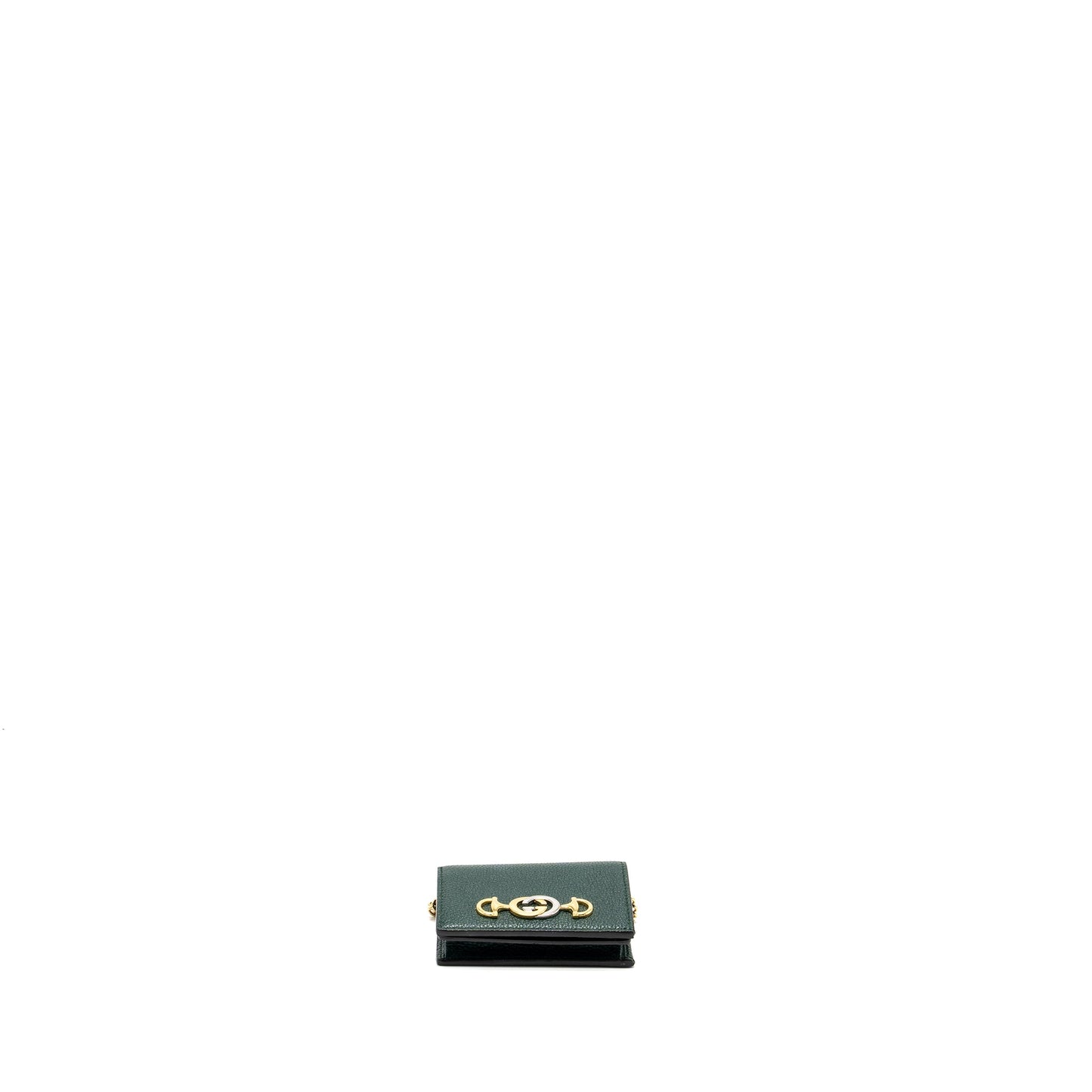 Gucci zumi mini wallet with chain calfskin dark green