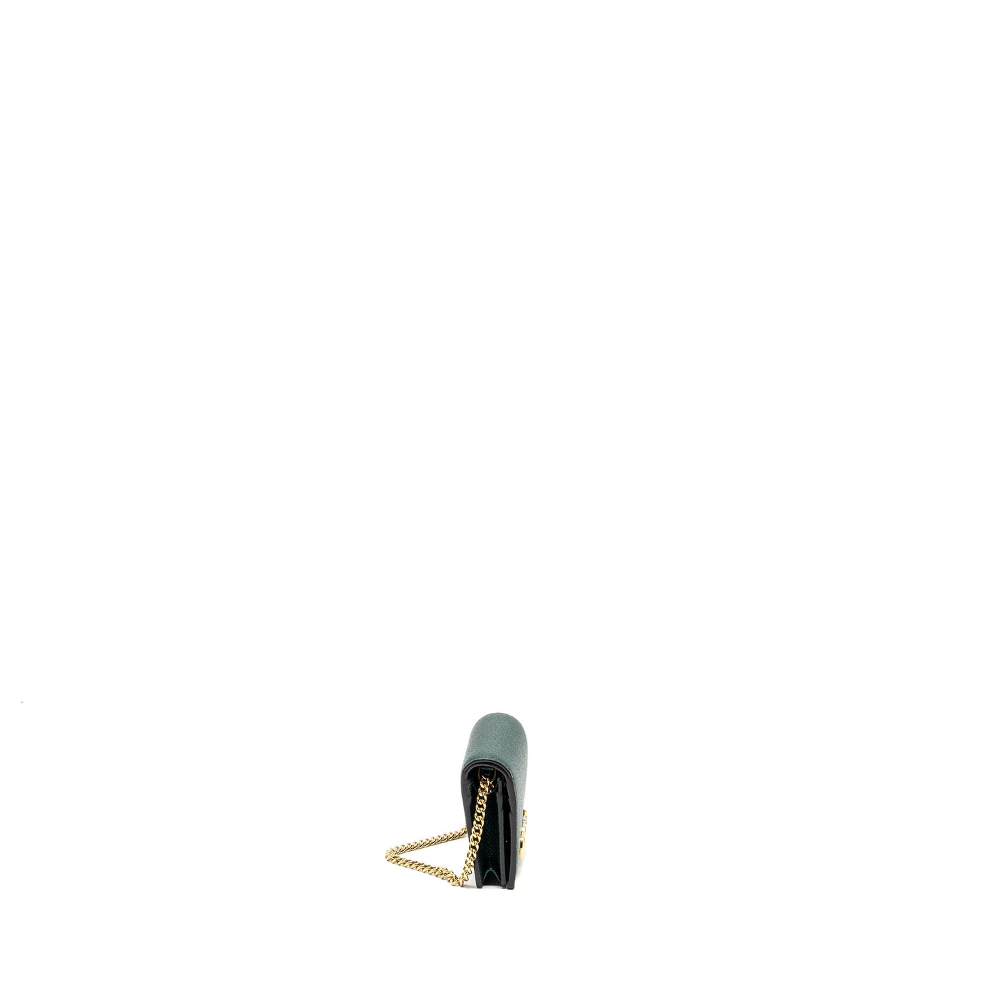 Gucci zumi mini wallet with chain calfskin dark green