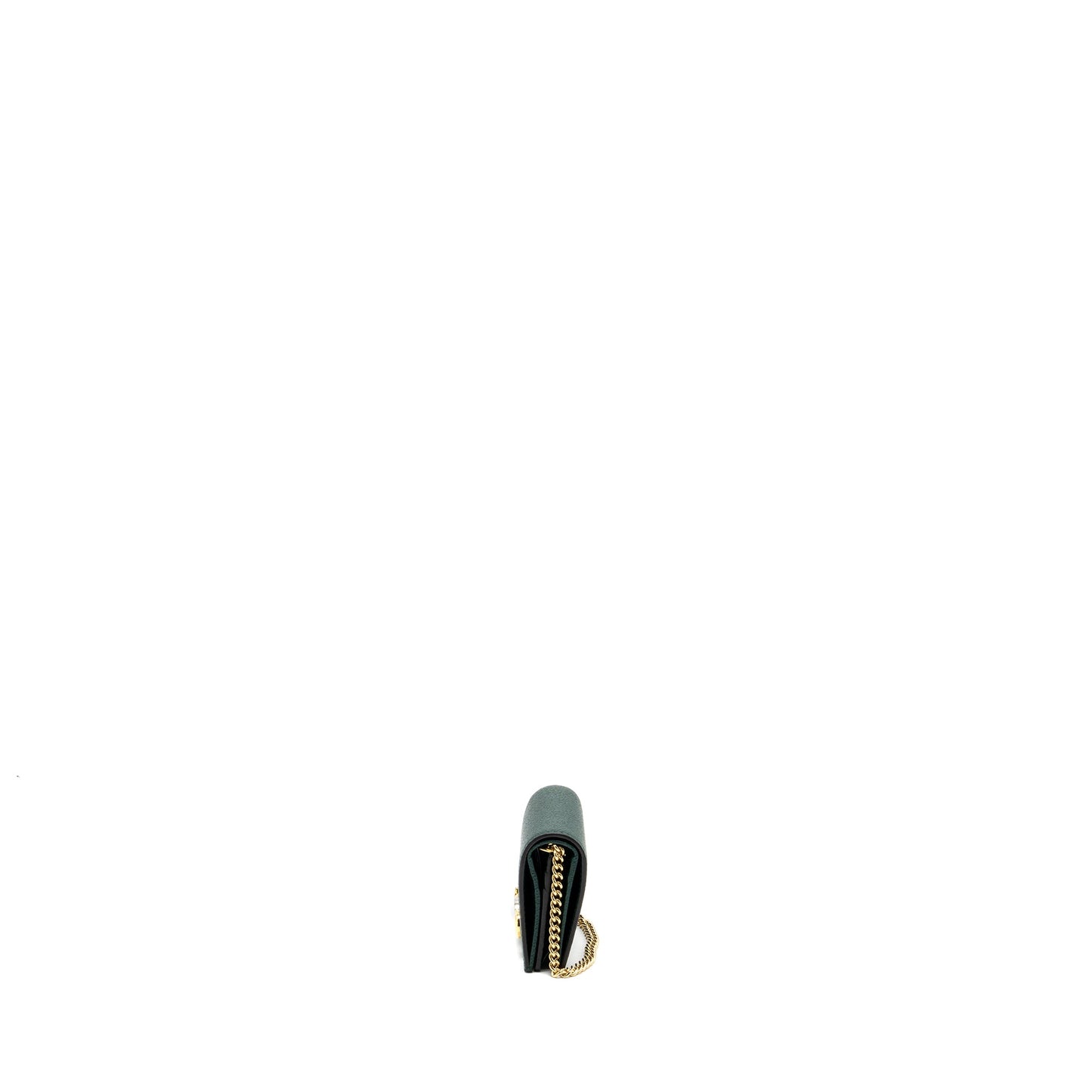 Gucci zumi mini wallet with chain calfskin dark green