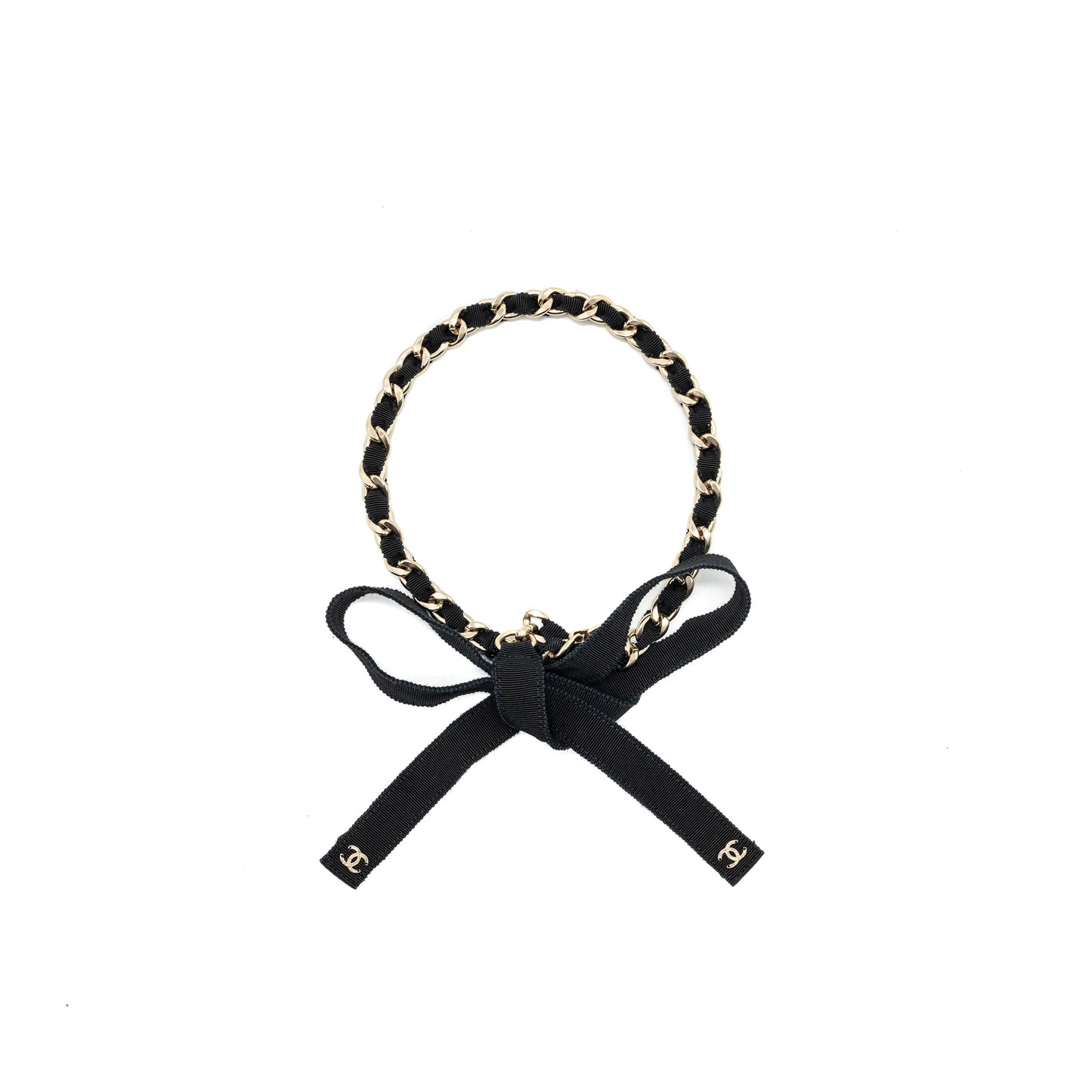 Chanel Grosgrain CC Bow Chain Belt Black L