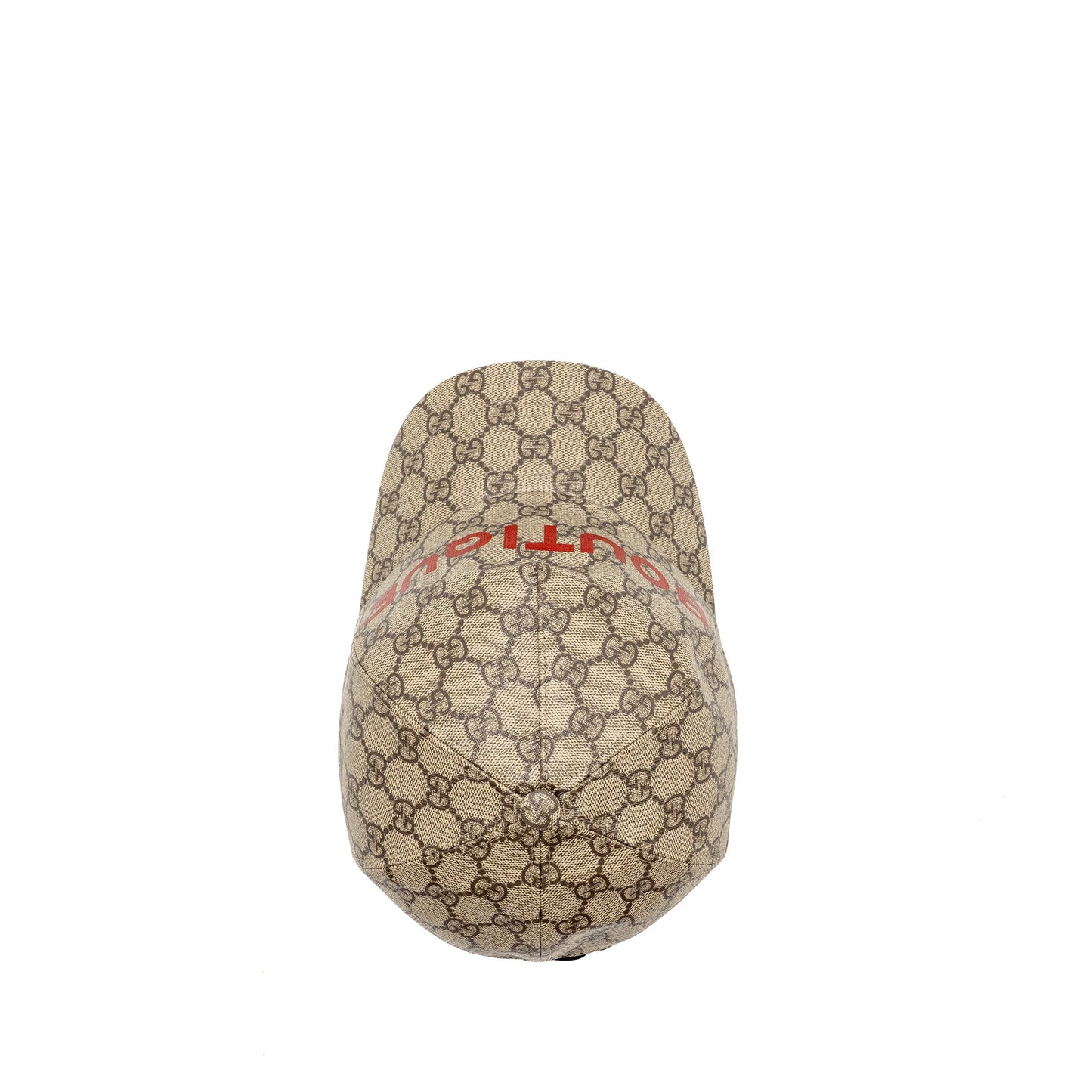 Gucci Size M Boutique Baseball Hat GG Monogram Canvas Beige/Red