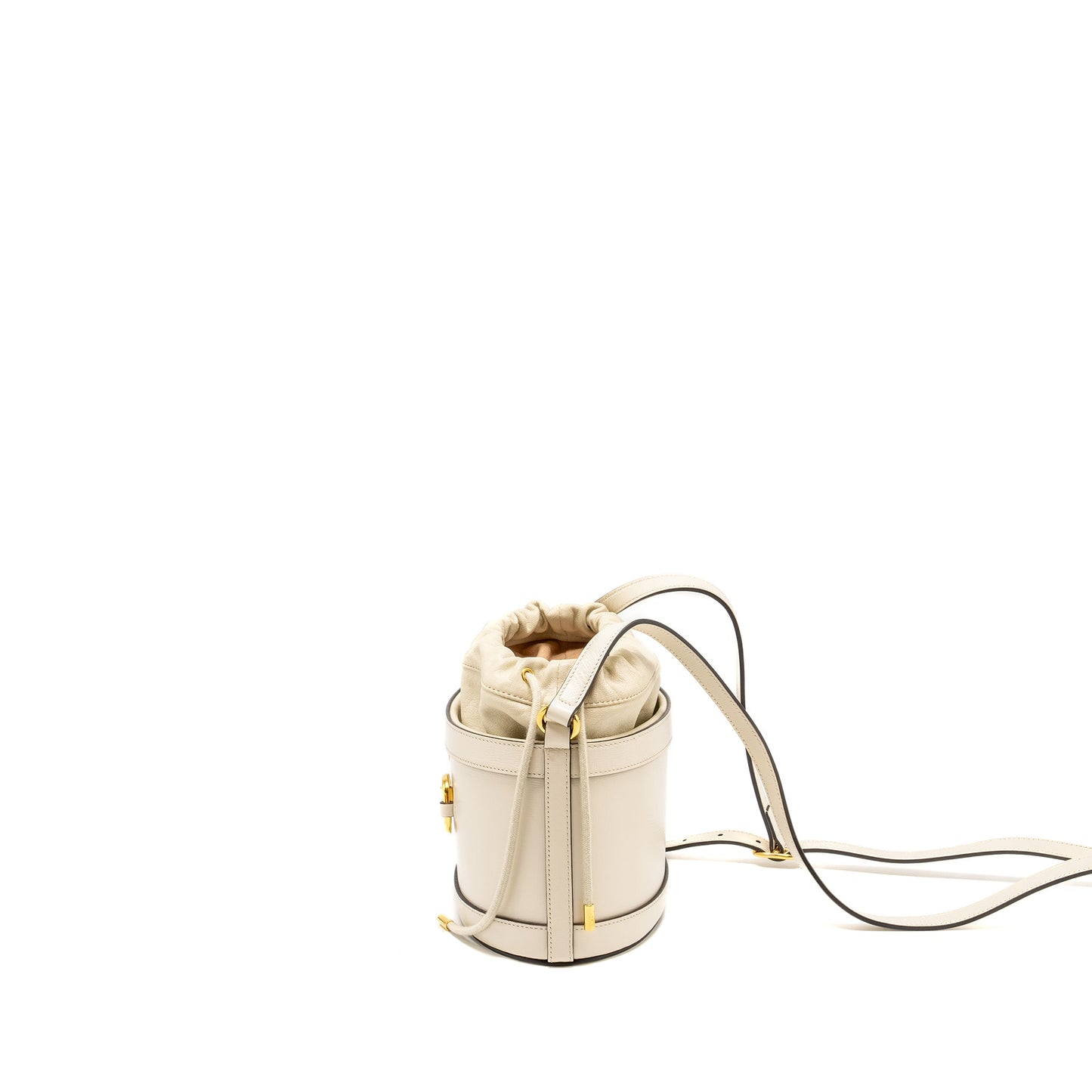 Gucci 1955 Horsebit Bucket Tote Bag Calfskin White