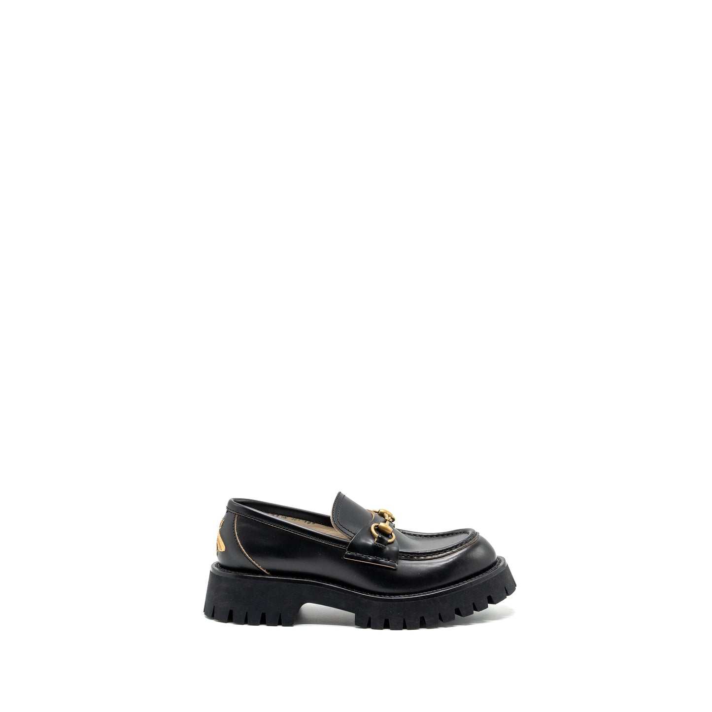 Gucci size 37 LEATHER LUG SOLE HORSEBIT LOAFER Black