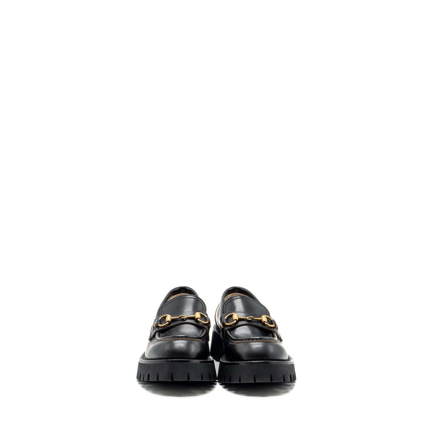 Gucci size 37 LEATHER LUG SOLE HORSEBIT LOAFER Black
