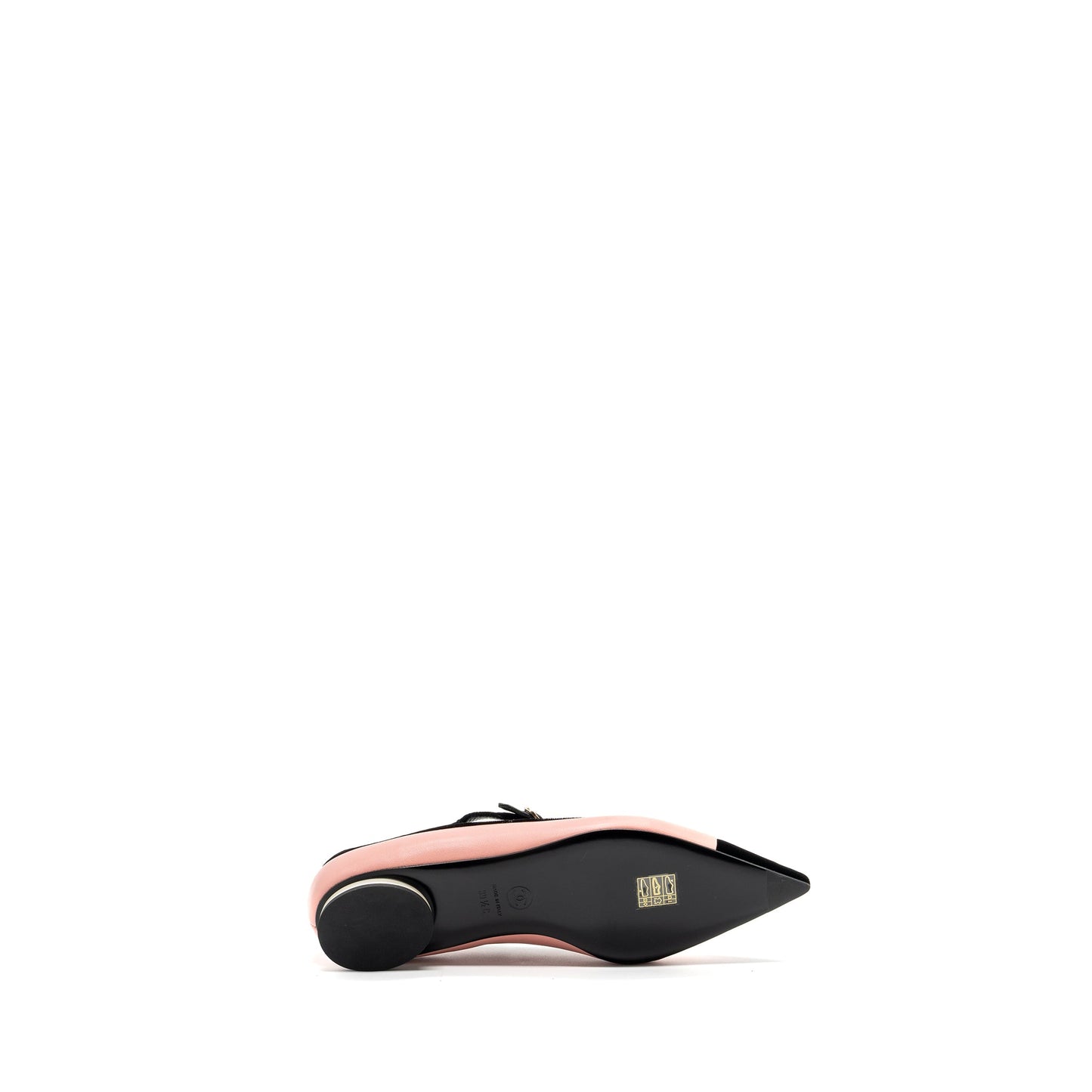 Chanel size 39.5 22K mery janes shoes lambskin / velvet pink / black L