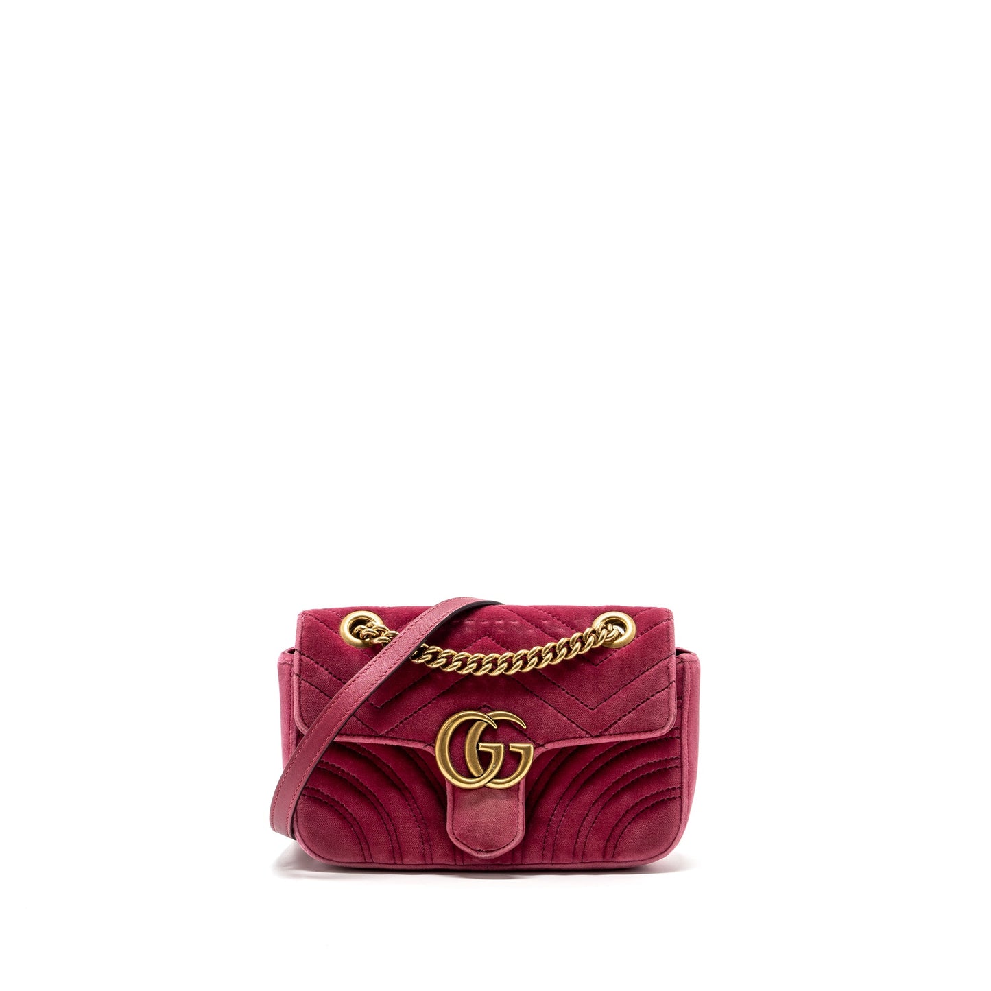 Gucci Mini GG Marmont Shoulder Bag Velvet Pink